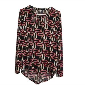 Cato Top Size Large Black Pink Chain Pattern‎ Stretchy Western Coastal Cowgirl